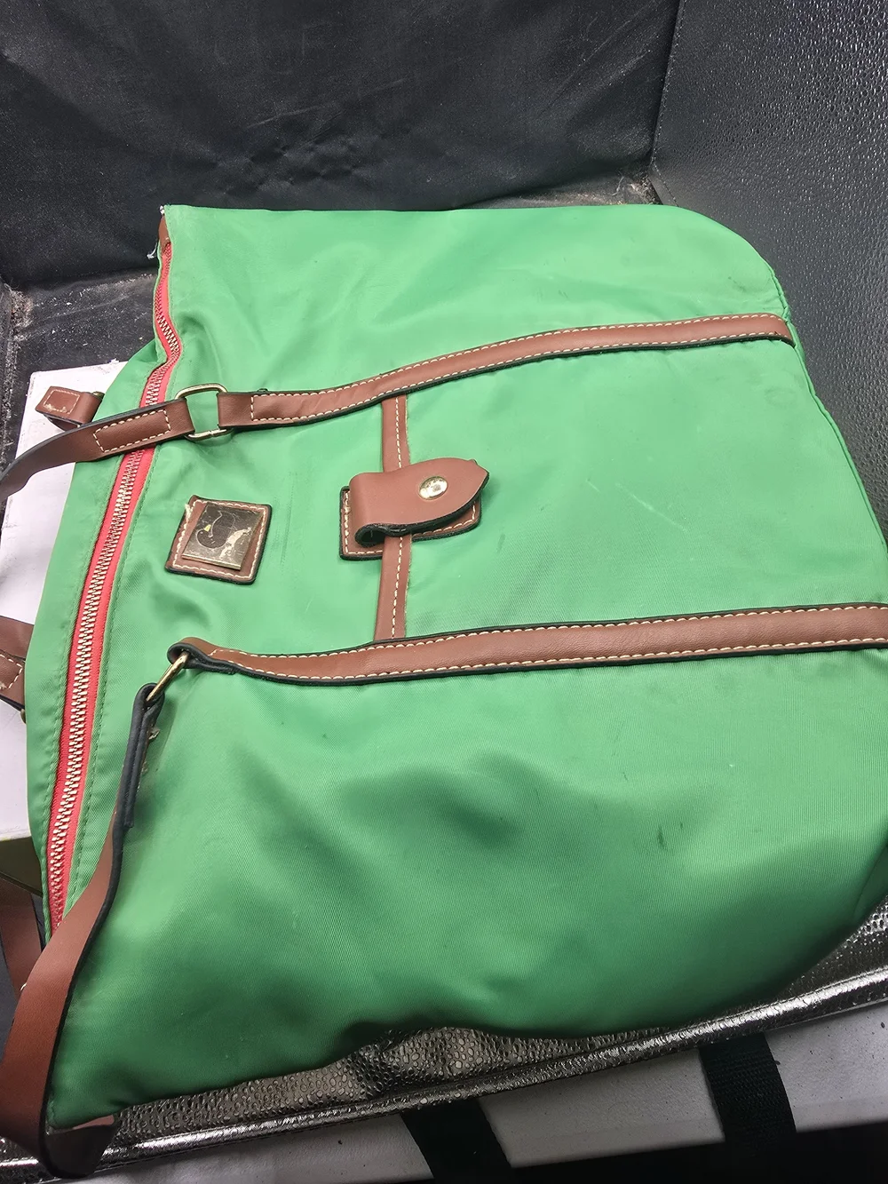 Green Cosmetic Tote with Brown Trim - Women's Makeup Case